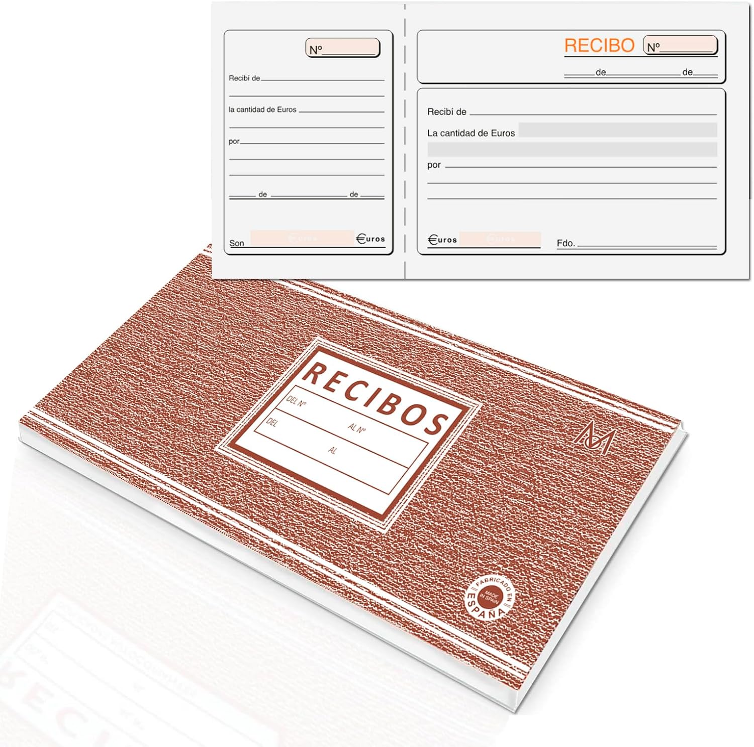 Talonario Recibos de Pago de 100 Hojas. Bloc de Recibo de Compra con Resguardo Troquelado. Vales de Recibí de Entrega para Alquiler o Cobros. Cuaderno Libreta de Papel con Copia Matriz. (1)