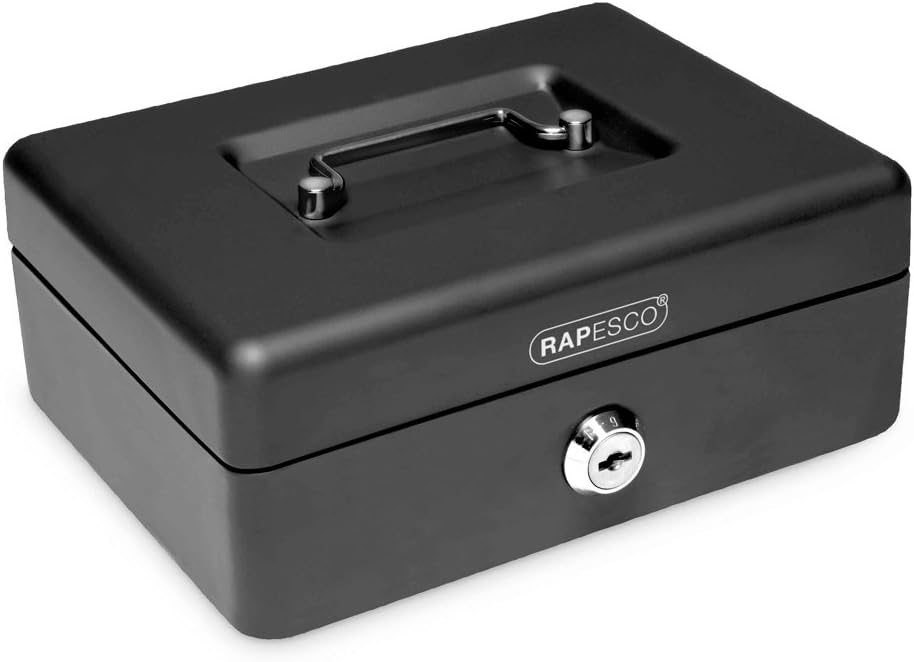 Rapesco SB0008B1 Caja de Caudales Portátil Pequeña, Ancho 20 cm, Negro