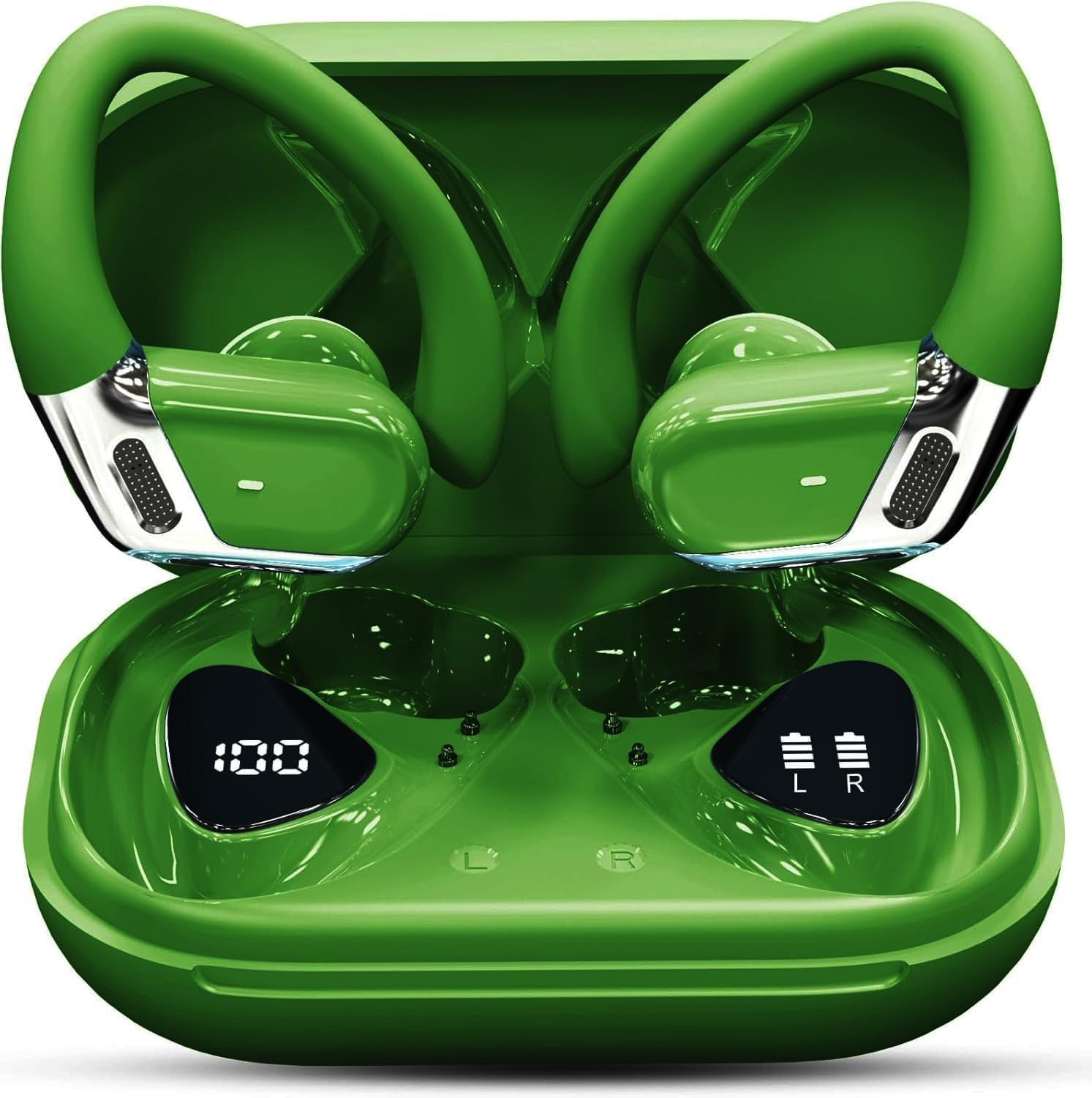 Auriculares Inalambricos Deportivos, Auriculares Bluetooth 5.4 HiFi Estéreo con 4 HD Mic, 60H Cascos Inalambricos Bluetooth con Cancelacion Ruido ENC, Pantalla LED, Control App, IP7 Impermeable Cascos