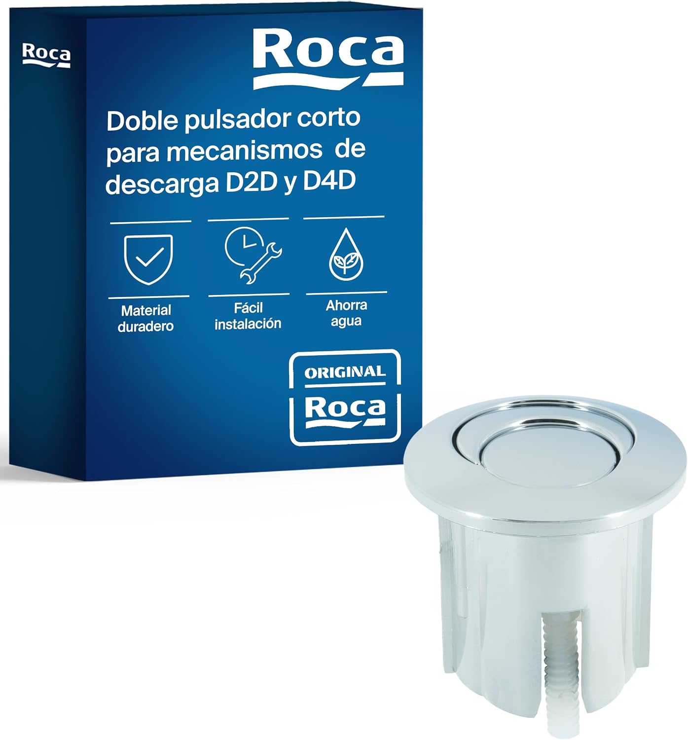 Roca Pulsador de Cisterna Doble Corto para D2D y D4D, Cromado, AH0001800R