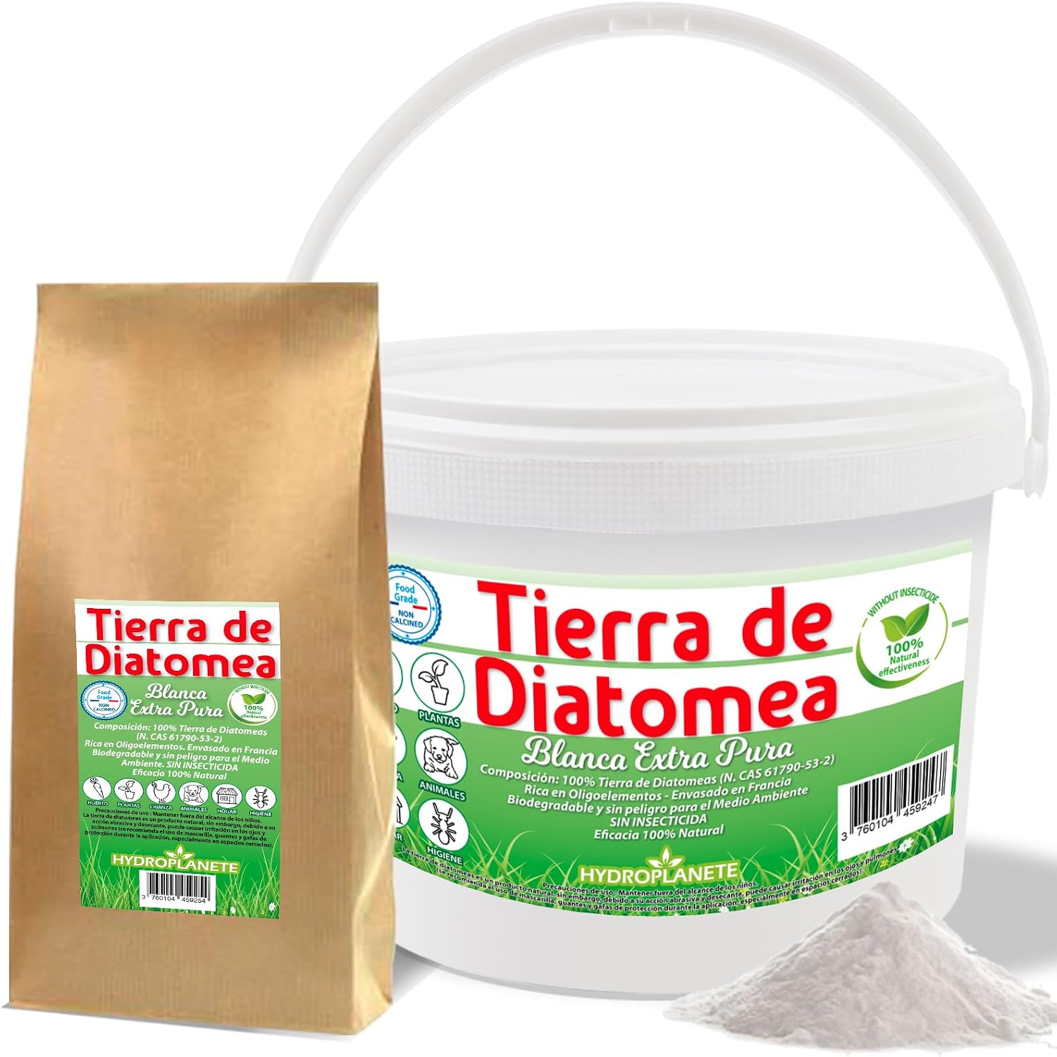 HYDROPLANETE Tierra de Diatomeas Blanca 400g 1kg 2kg 5kg 10kg 20kg - Grado Alimenticio, Alta Pureza 100% Natural, Origen España (400 Gramos)