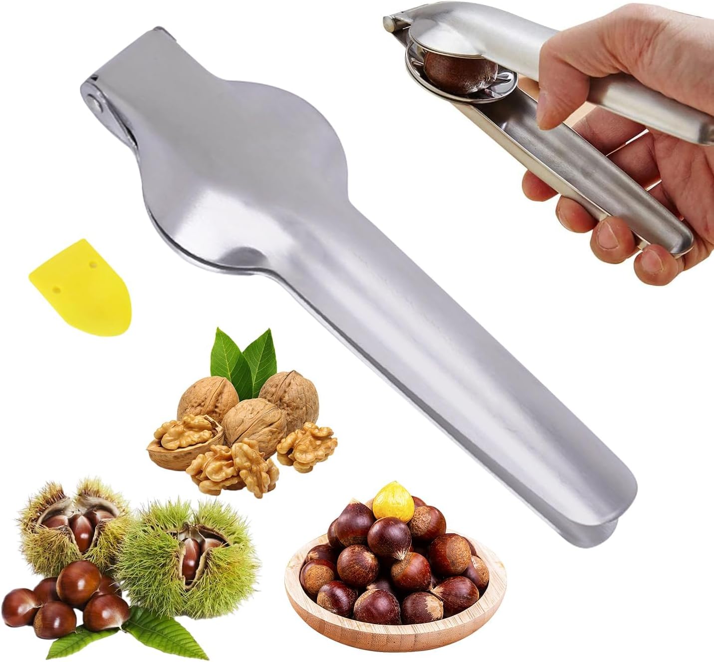 Cortador de Castañas, Alicates Castañas, Abridor de Castañas, Pelador de Castaña, Pelador de Castañas, Chestnut Cutter, para Castañas, Nueces, Avellanas y Otros Frutos Secos (Plata)