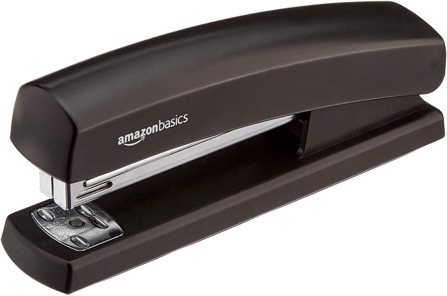 Amazon Basics Grapadora con 1000 Grapas, Capacidad para 25 Hojas, Base de Goma Antideslizante, para Uso Doméstico, Oficina, Negro