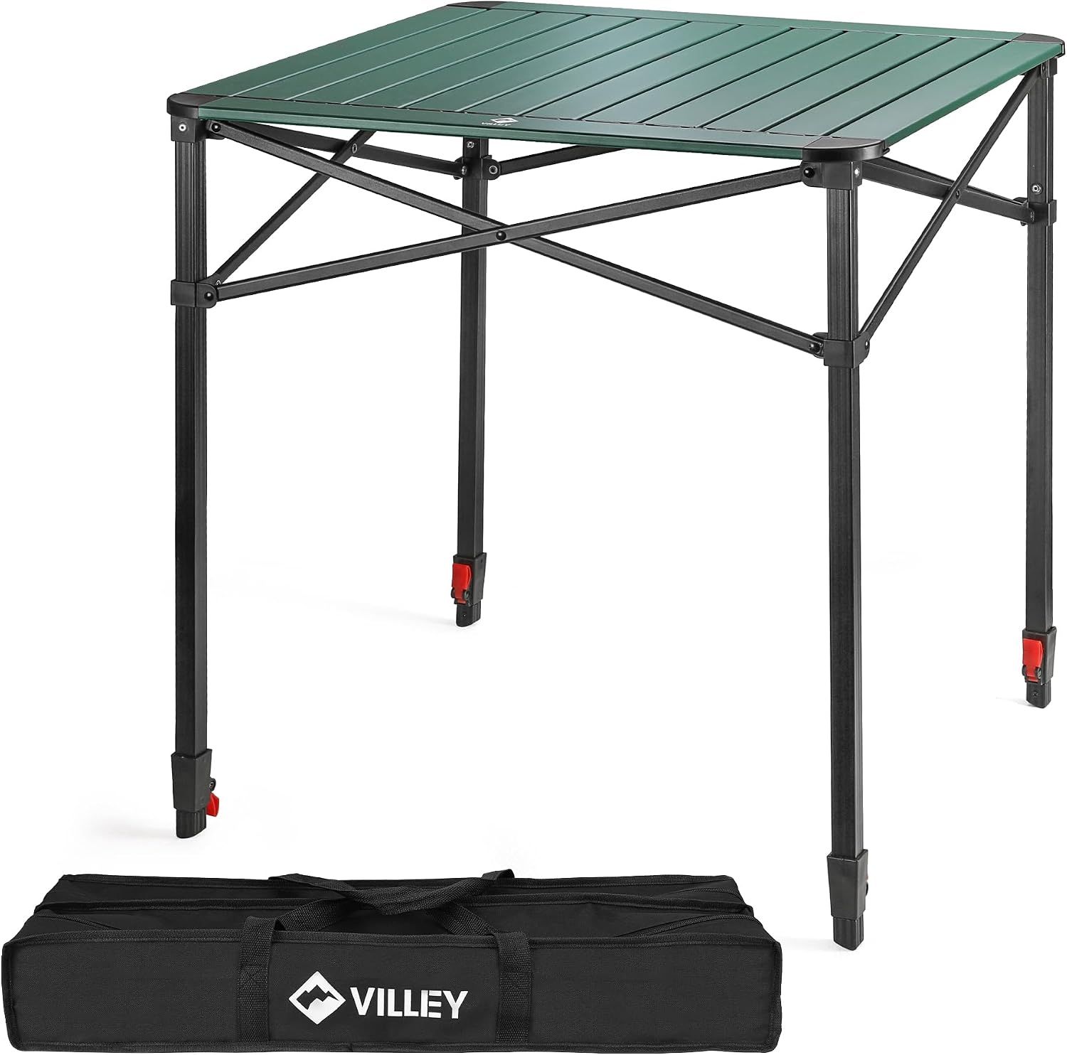 VILLEY Mesa de Camping Plegable de Aluminio, 70 × 70 × 78cm