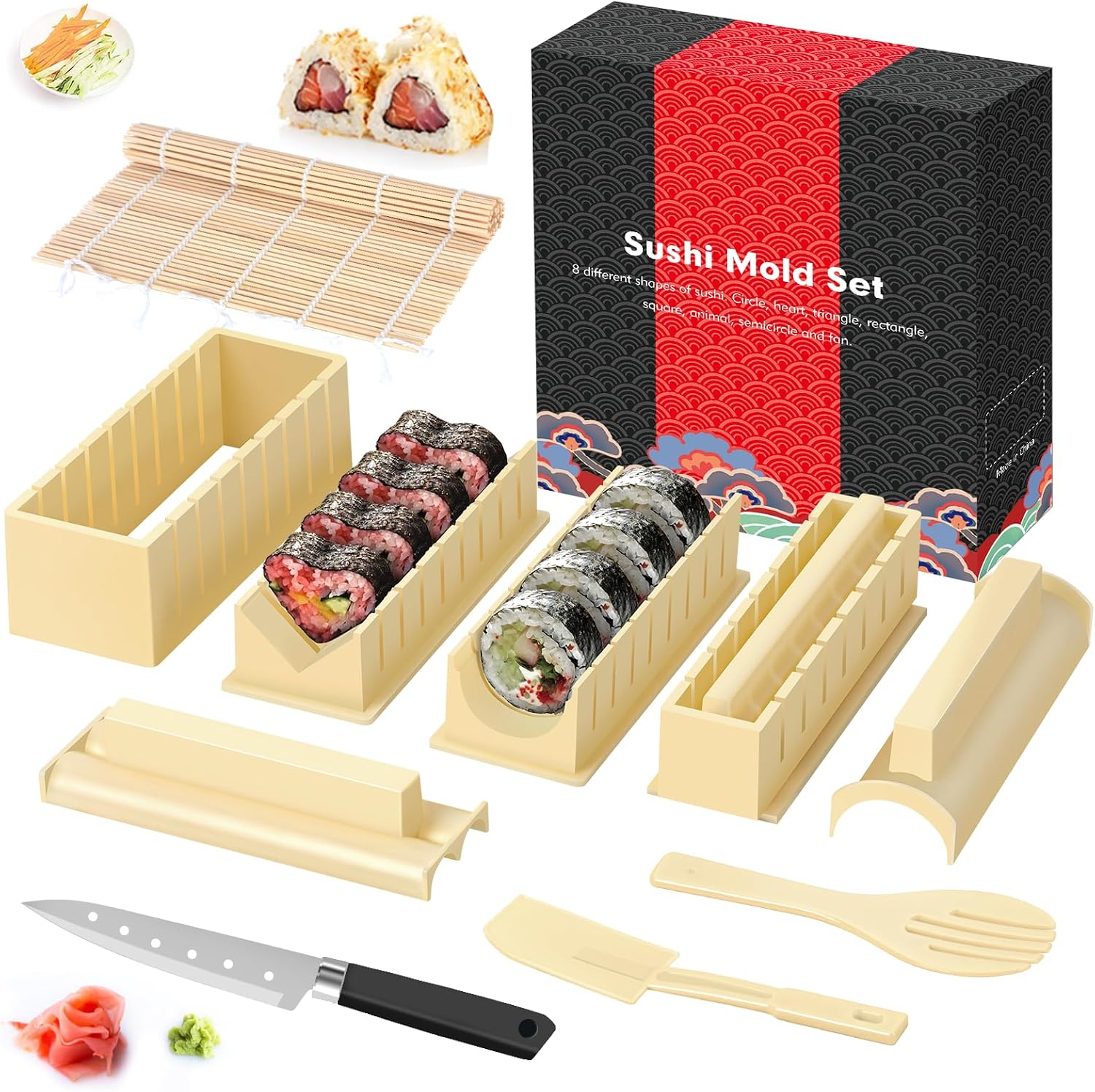 Kit Sushi 12 Piezas Blanco– Sushi Kit para Hacer Sushi en Casa