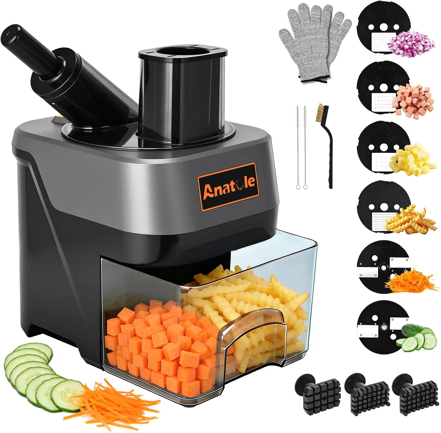 Anatole 6 en 1 Cortador de Verduras Eléctrico en Cubos Rodajas Profesional