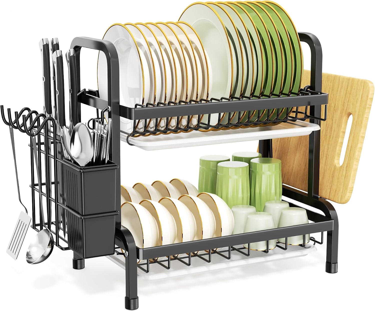 niffgaff Estante de Dish Escurreplatos Acero Inoxidable Cocina (43.5 * 24.5 * 34.5), Primer Piso Escurridor de Platos para Fregadero, Escurre Platos Armarios, Escurreplatos Negro