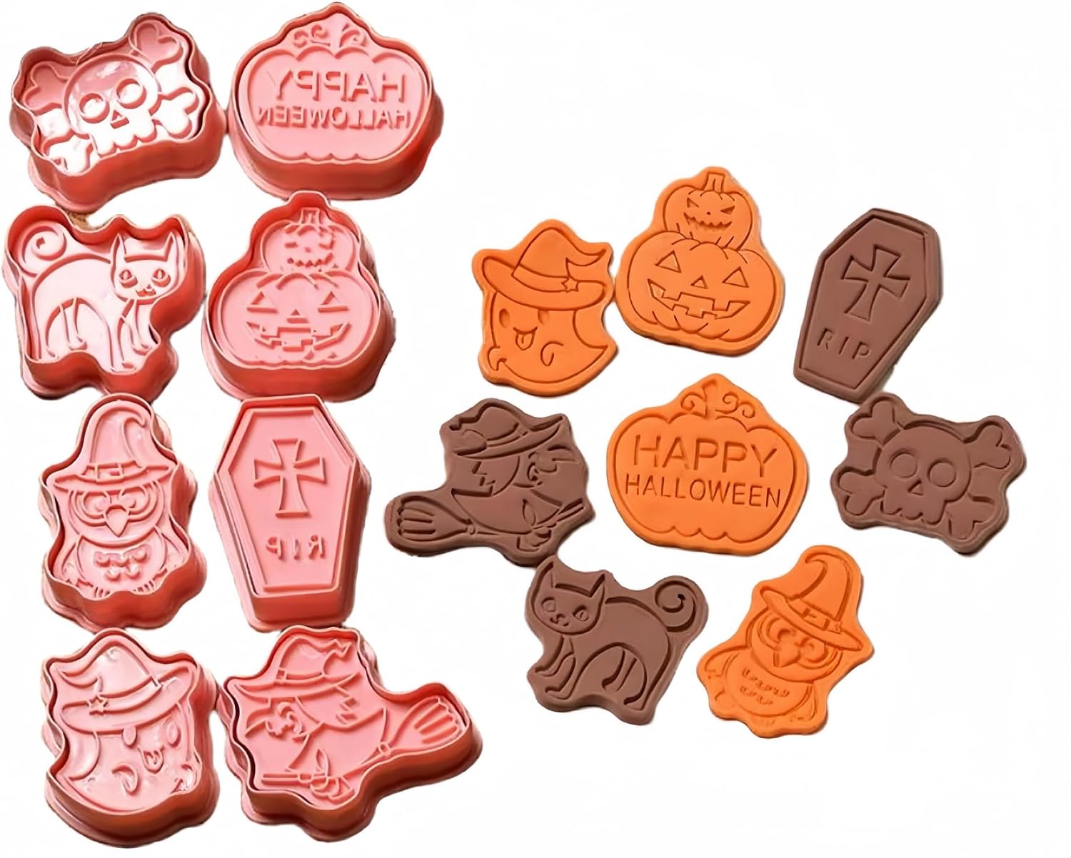 Juego de cortadores de galletas de Halloween, 8 unidades, plástico