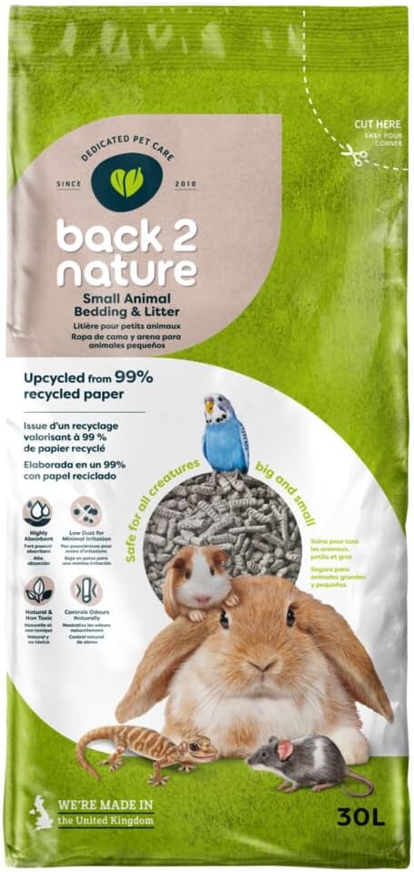 Lecho para Animales pequeños Back2Nature (30 l) - Papel Reciclado no tóxico