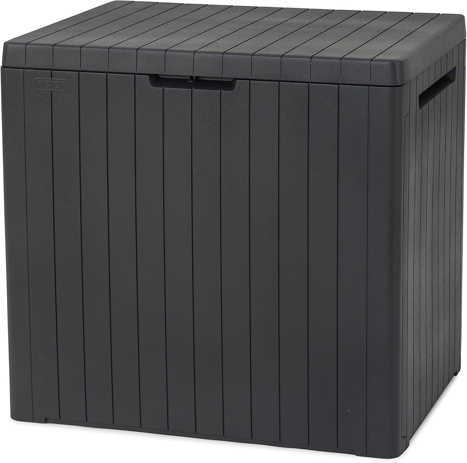 Keter City Box - Arcón exterior, Baúl almacenaje, Capacidad 113L, Resina, Color Gris, Ordenación jardín y terraza, 44 x 58 x 55 cm