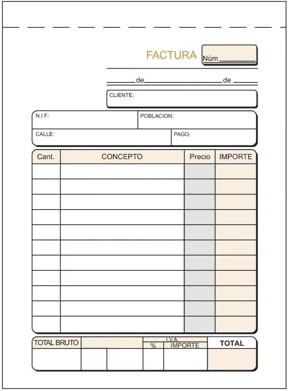 CABLEPELADO Talonario facturas | Libro de factura | Factura simplificada | Sin copia | Papel litográfico | Encolados con matriz de corte | Tamaño A6 - (14.8 cm x 10.5 cm) | Castellano | 80 hojas