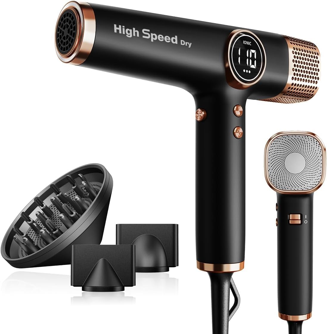 Faszin Secador de Pelo Profesional 110.000 RPM, 50 m/s, 200M Iones, 69 dB