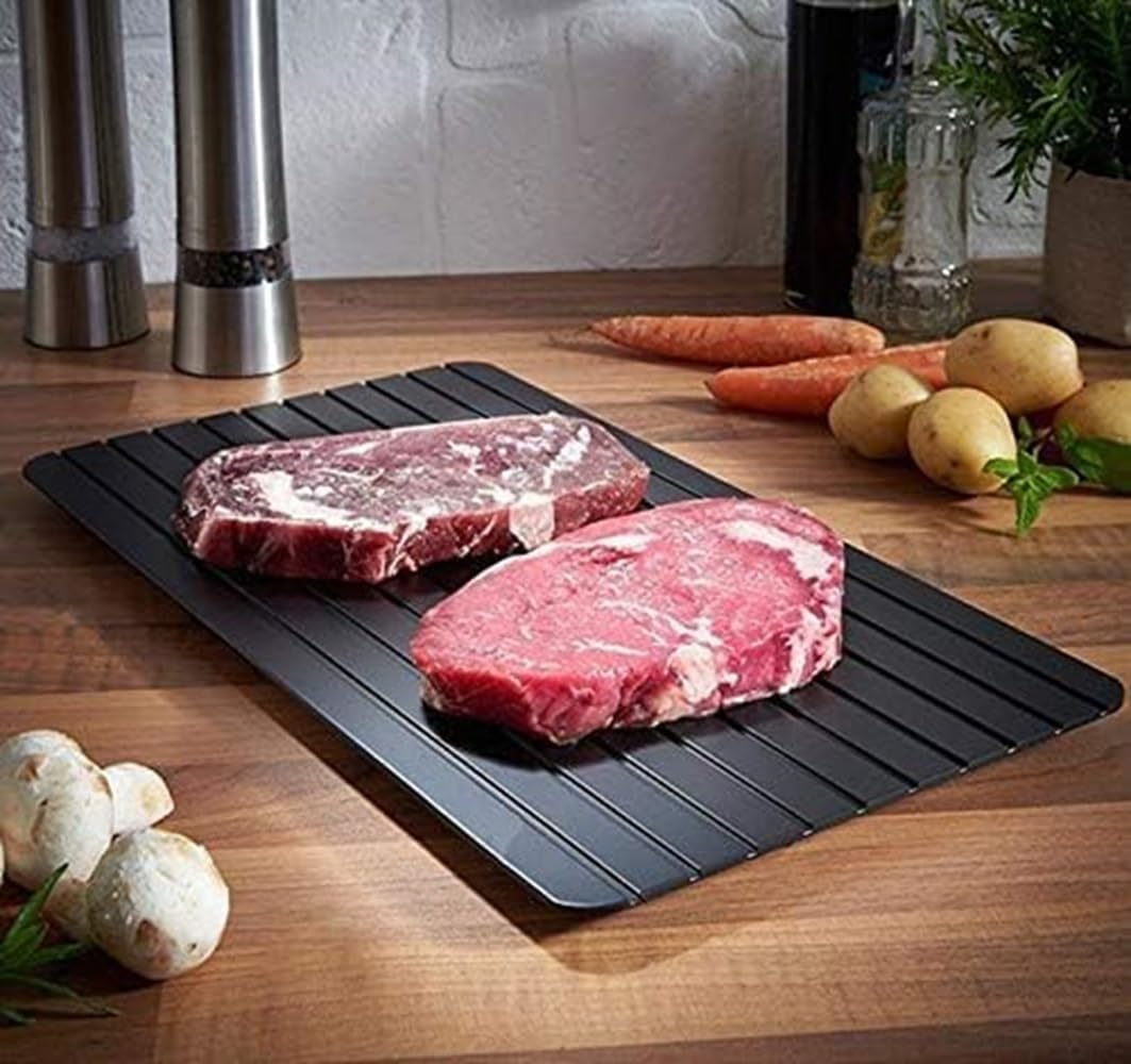ShopINess Bandeja de Descongelación Rápida Placa para Descongelar Alimentos de Forma Natural y Segura: Ideal para Carne, Pescado y Comida Congelada