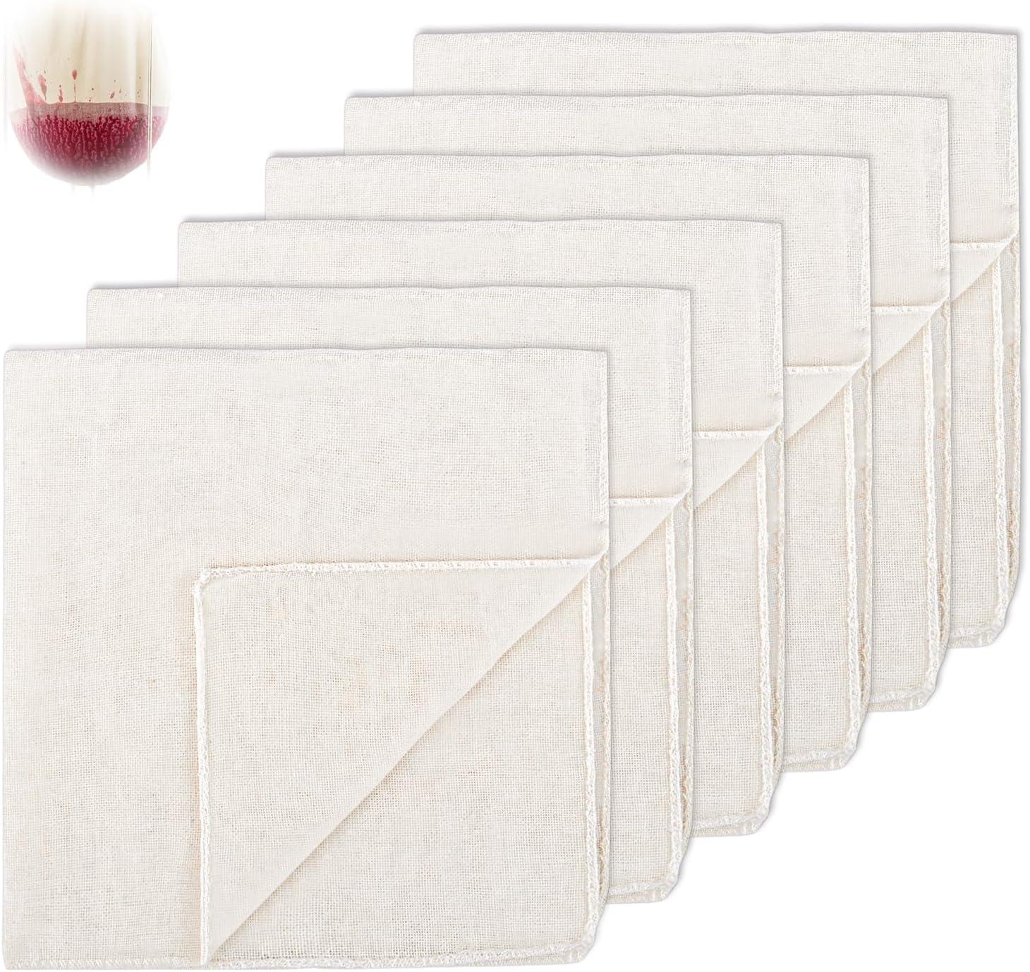 6 Piezas Telas Filtrantes, 50 x 50 cm Colador de Tela, Paños de Muselina para Cocinar, Reutilizable Tela para Queso de Algodón, Lavables Filtro de Leche, Paños para Filtrar Liquidos, Hornear