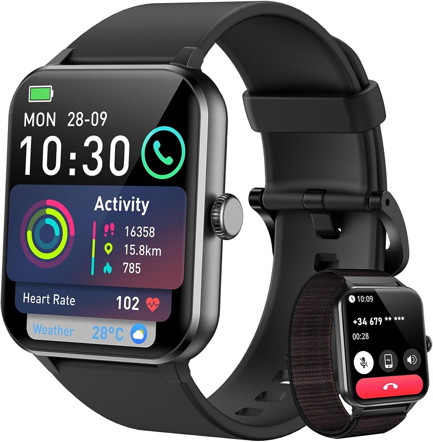 Blackview Smartwatch Mujer (Realizar/Recibir Llamadas), 1.85" Reloj Inteligente Mujer - Pulsómetro/Oxímetro/Sueño, Whatsapp Mensajes, Pulsera Actividad - 100+ Modos Deportivos, Podómetro, Android iOS