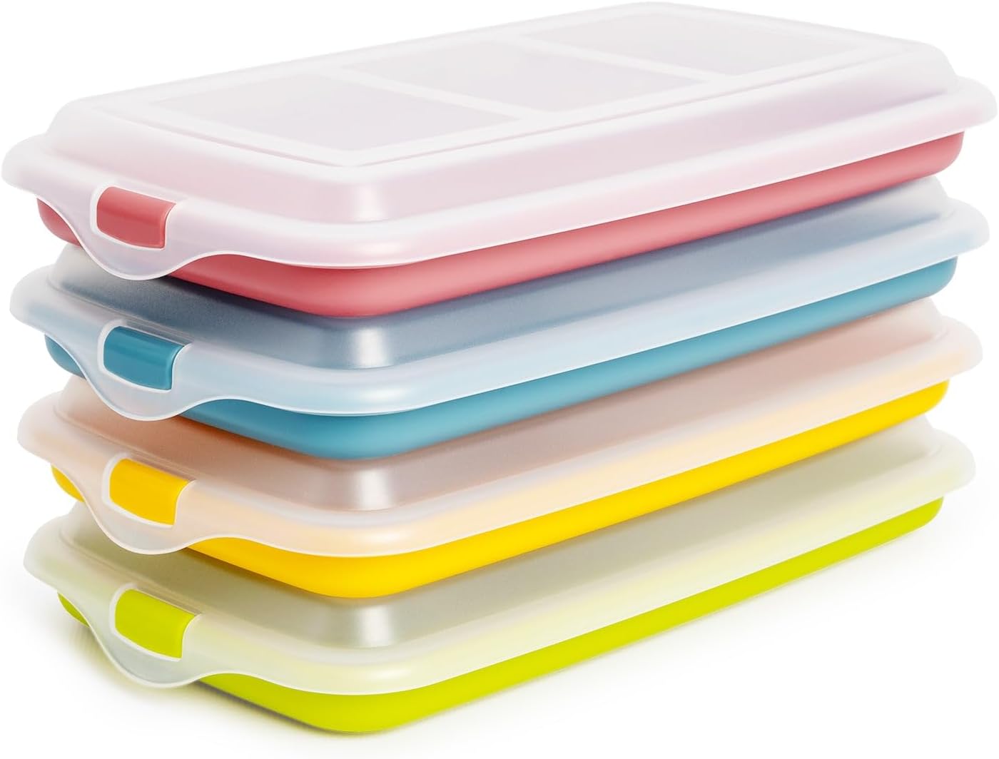 IBILI - Set de 4 Tapers para Embutidos y Fiambres, 4 tapers de 24,8 X 14,4 X 3,3 cms, Plástico Libre de BPA, Reutilizable, Amarillo + Rojo + Verde +Azul