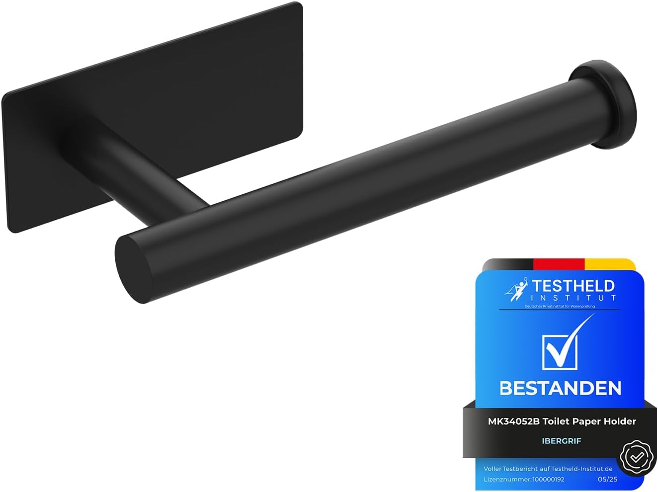 Ibergrif Portarrollos baño Autoadhesivo, Negro