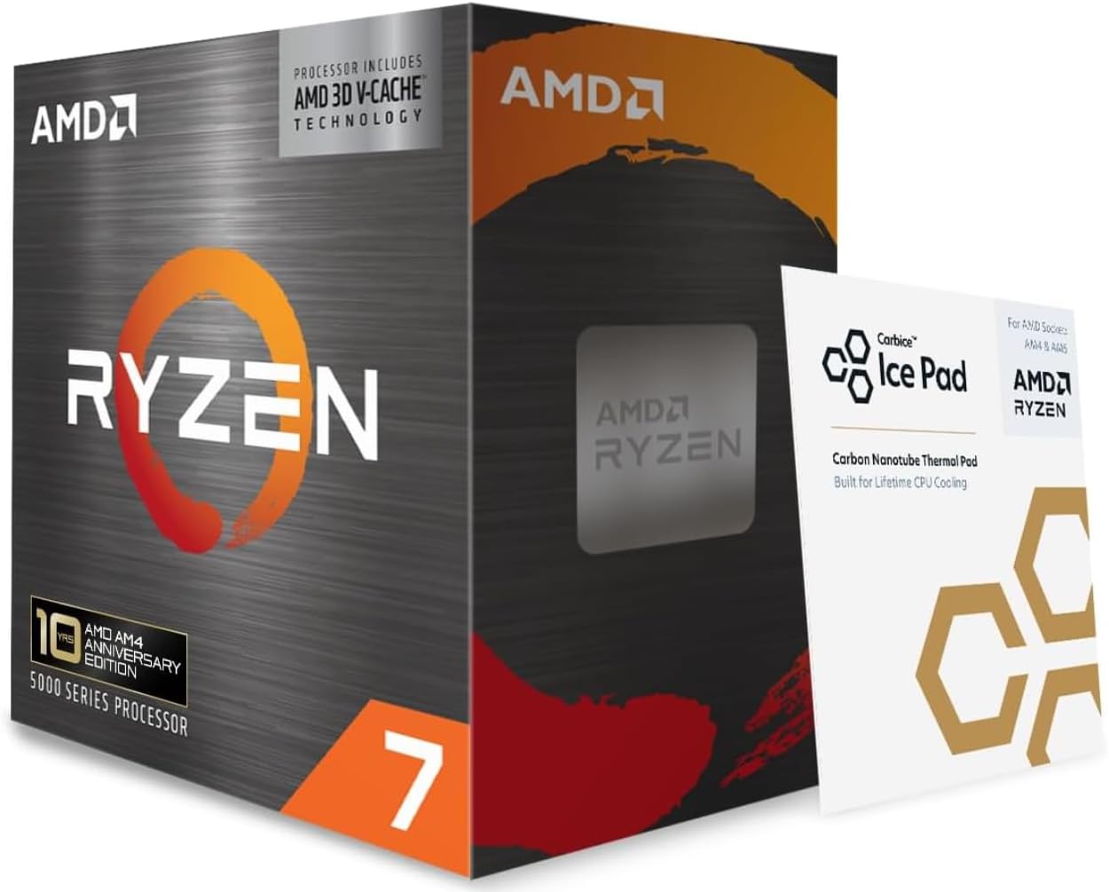 AMD Ryzen 7 5800X3D Edición 10.º Aniversario, procesador de sobremesa para Socket AM4 y Memoria DDR4.