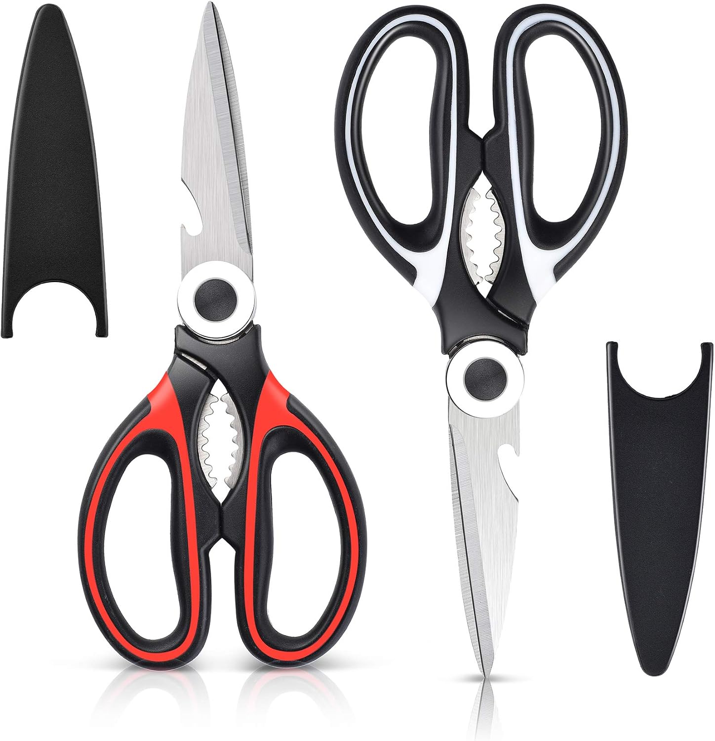 Tijeras de Cocina multifunción(Pack de 2),Acero Inoxidable,con Funda Protectora para Cuchilla,Usado para Cortar Pollo, Pescado, Carne, Vegetales, Hierbas