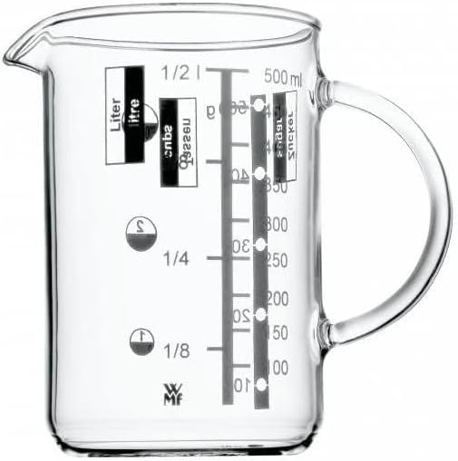WMF Gourmet - Jarra de Medida 1L de Cristral Borosilicatado Resistente al Calor con Escala para Litros, Mililitros, Tazas y Gramos