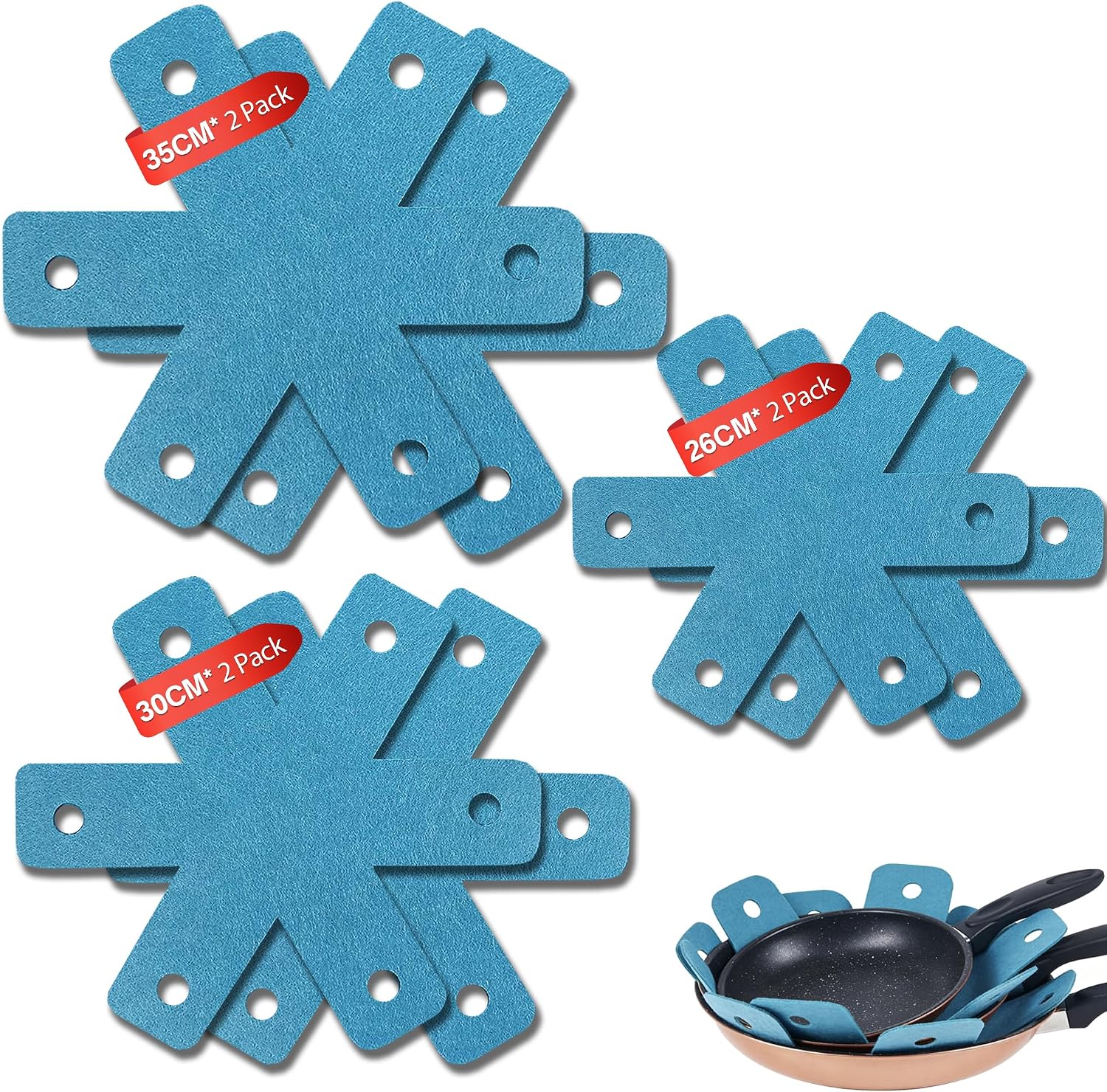 Protectores de sartenes de Fieltro Grueso, separadores para sartenes y ollas apilables, protección antiarañazos Cocina, Accesorios Cocina Ahorro Espacio Idea Regalo