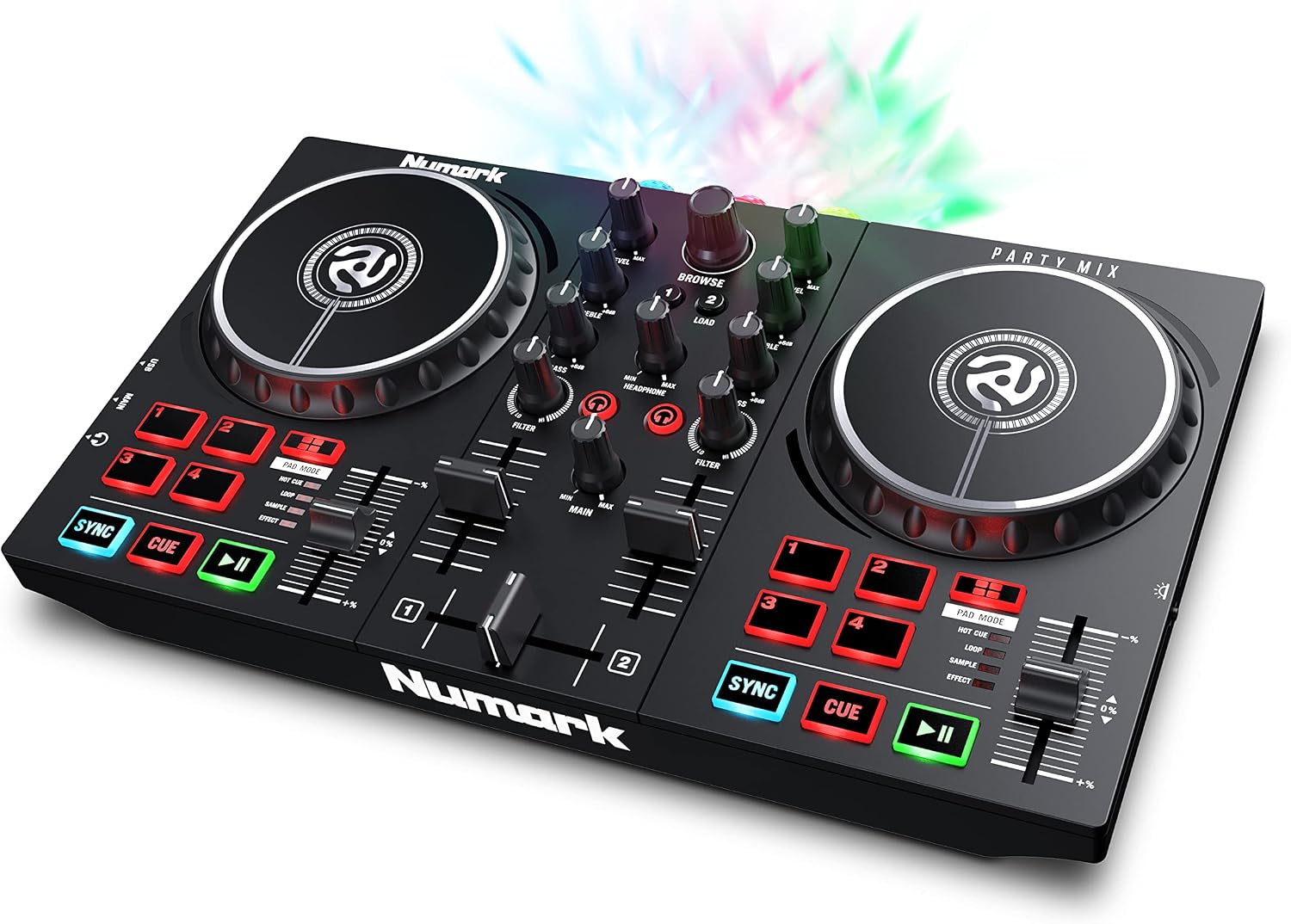 Numark Party Mix III Controlador DJ Bluetooth Iniciación con Luces, Negro