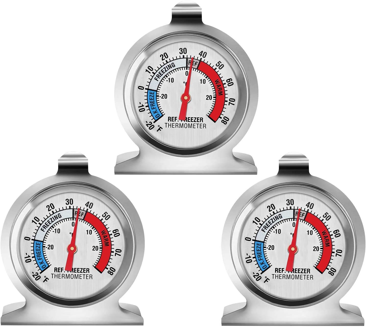 Termómetro para frigorífico, esfera grande, para congelador, serie clásica, termómetro de temperatura para frigorífico, congelador, refrigerador (3 unidades)