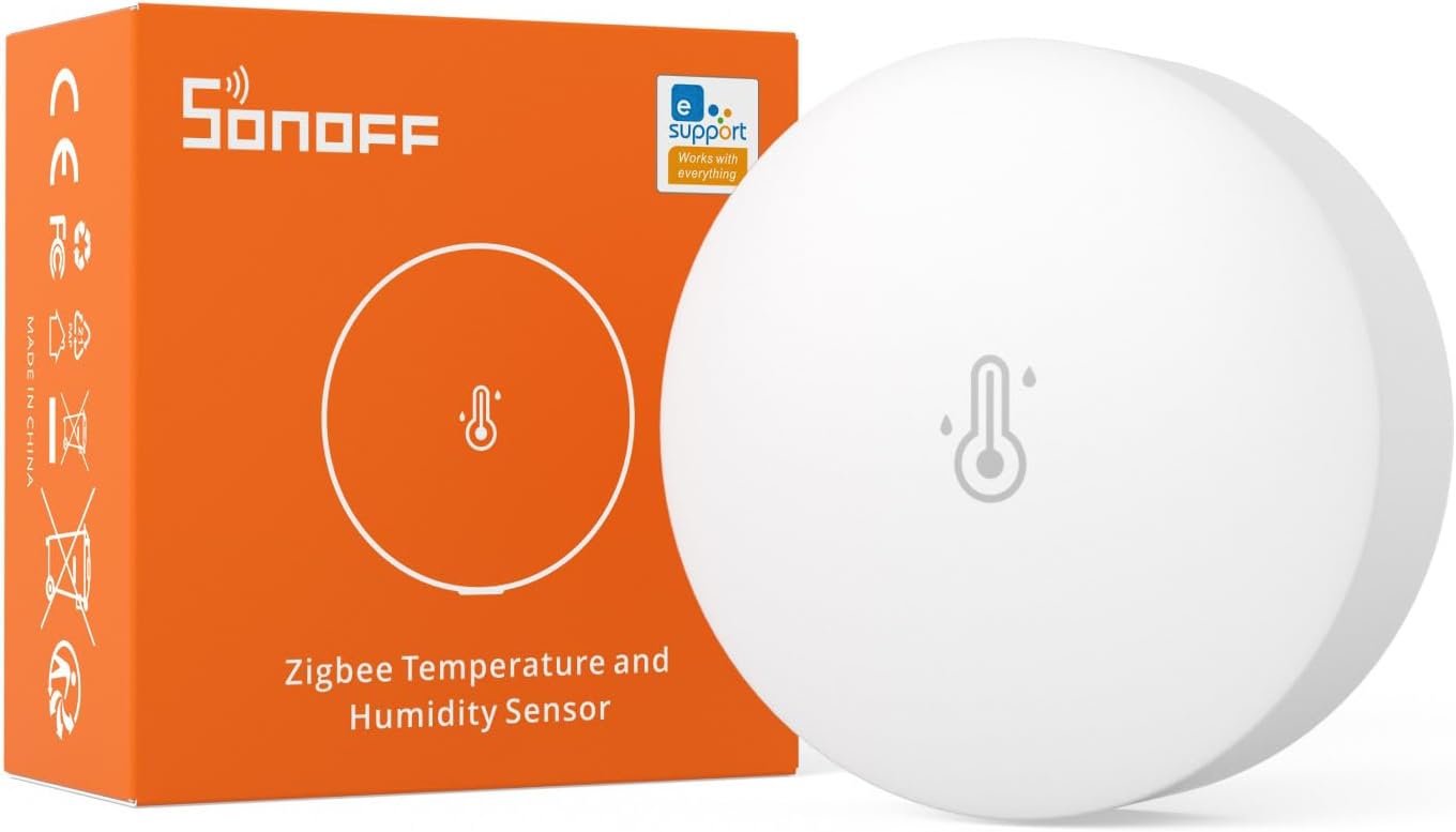 SONOFF ZigBee Sensor De Temperatura y Humedad SNZB-02P, Requiere Zigbee hub, para Control Remoto y Domótica, Compatible con Google, Smartthing,Alexa, Funciona con IFTTT(batería Interna