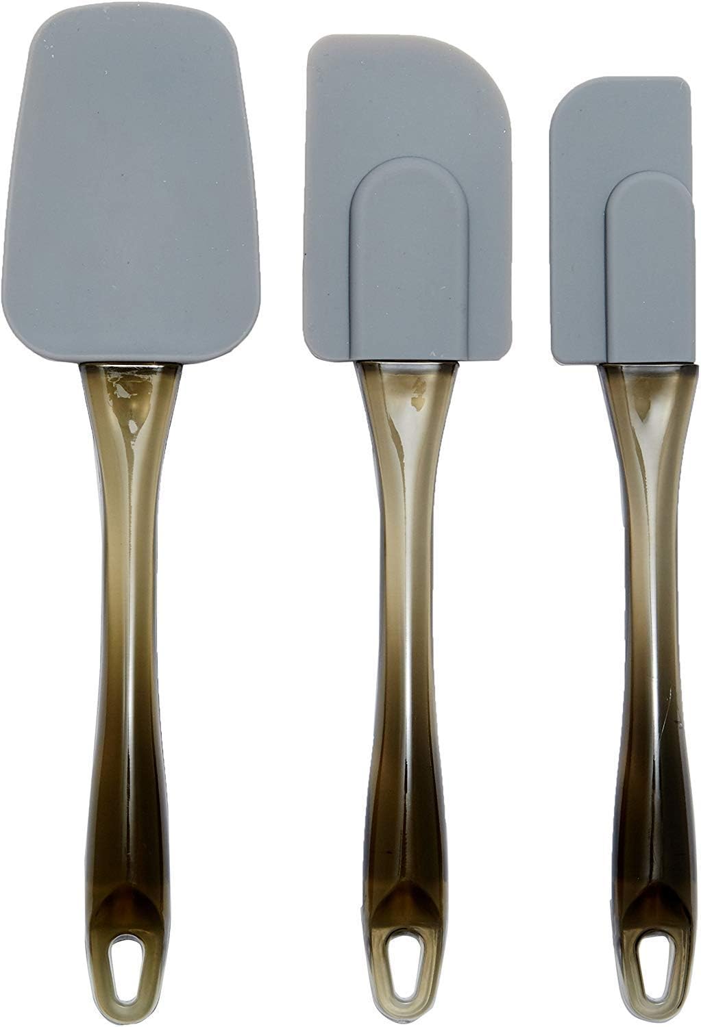 Amazon Basics Rectangular Espátulas de Silicona, Set de 3 Unidad, Pequeño, Medio, Grande, Gris