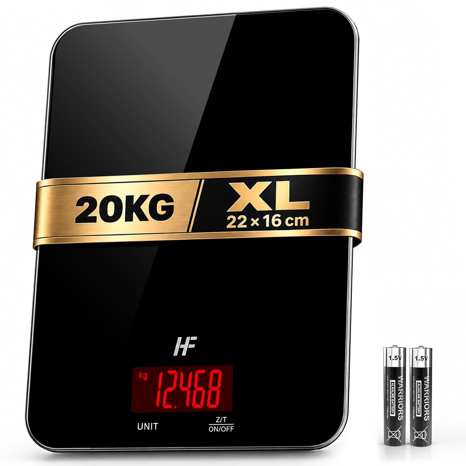 HF 20kg Báscula de Cocina Digital Precisión 1g, Gran Plataforma 22x16cm