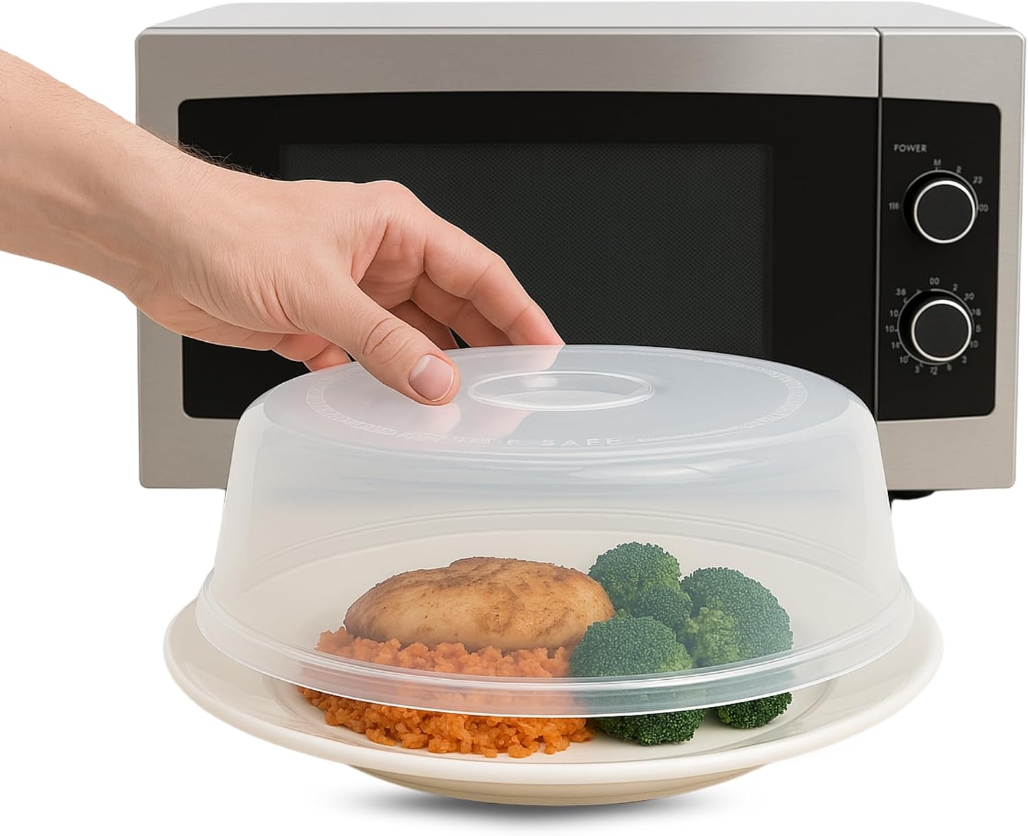 CHEFZOCO Tapa microondas, Tapa de Salpicaduras de Microondas, Tapa Protectora para Microondas, Tapadera Calentar Comida, Libre de BPA, con Orificio de Vapor, 27 cm diámetro x 9.5 cm Altura