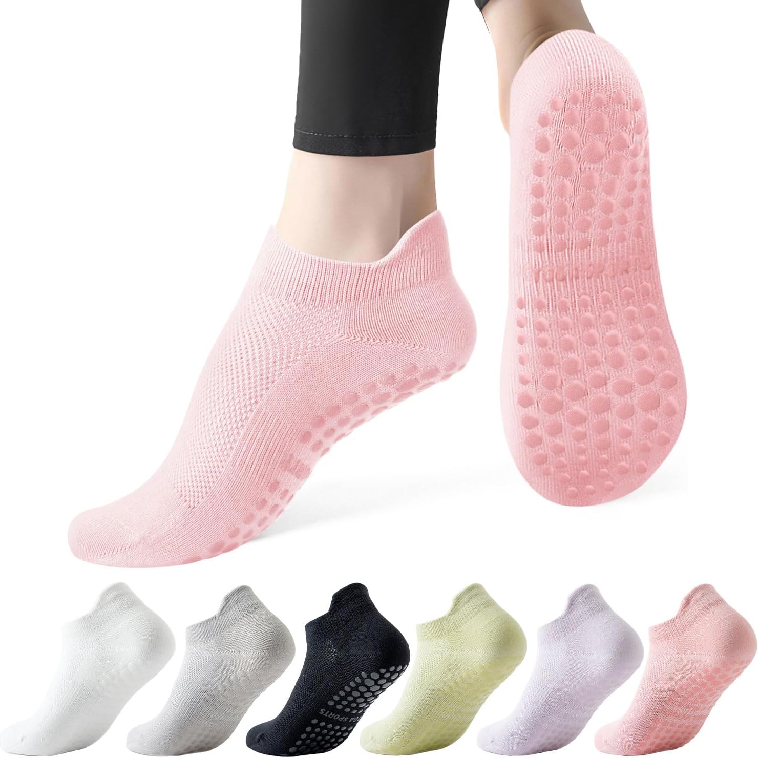 Dzpuhuojz 6 Pares Calcetines Pilates Antideslizantes EU 35-40