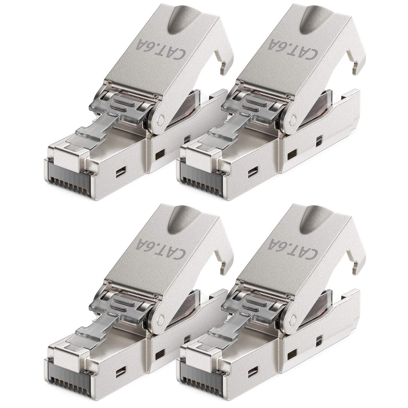 deleyCON 24x Conector de Red CAT 6a RJ45 con Conexión LSA para Cables Rígidos de Instalación - Blindado - Conector de Cable de Red LAN 10 Gbit/S CAT6a con Carcasa Metálica
