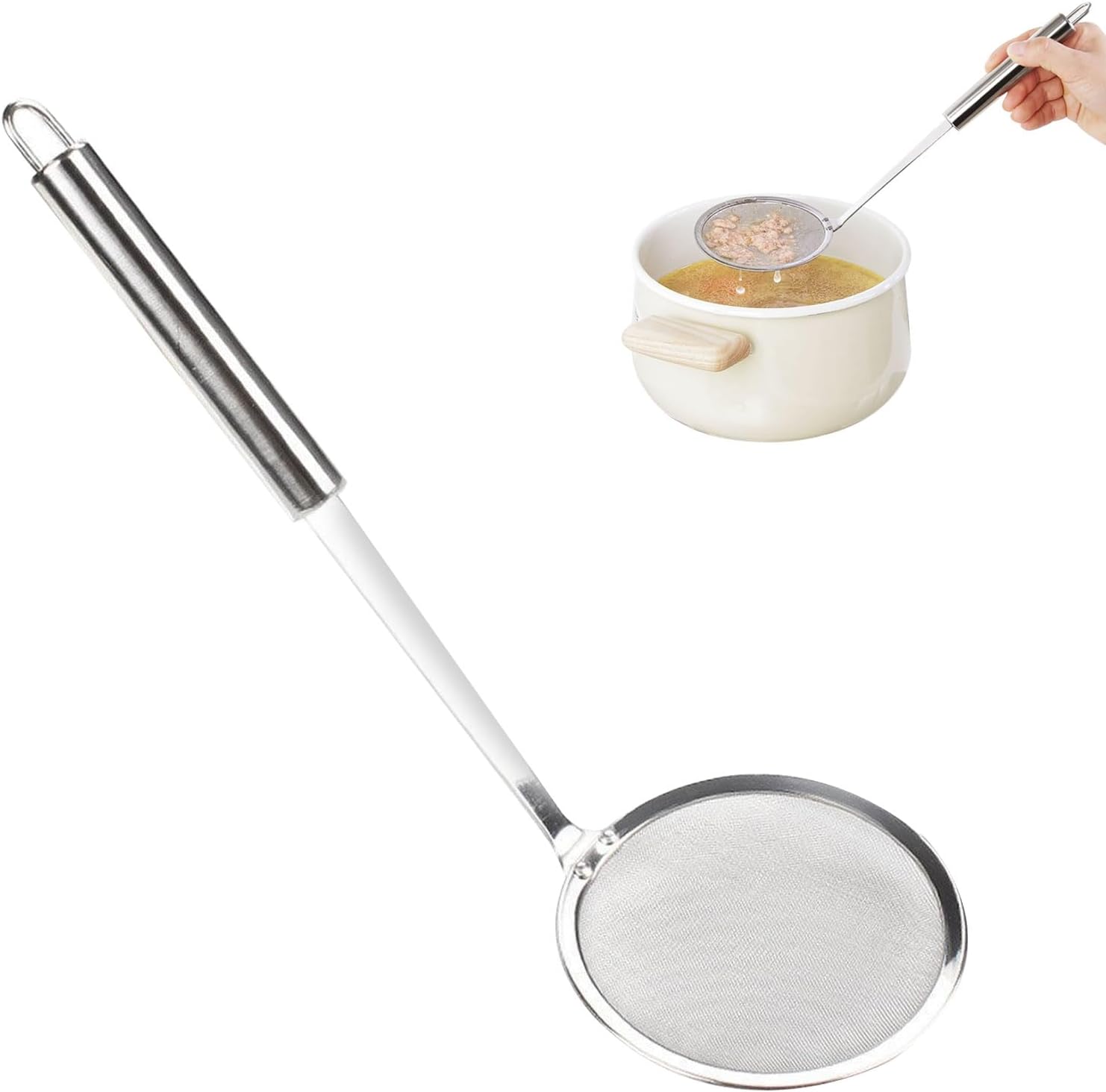 2Pcs Espumaderas de Cocina, 10cm Colador de Malla Fina de Acero Inoxidable