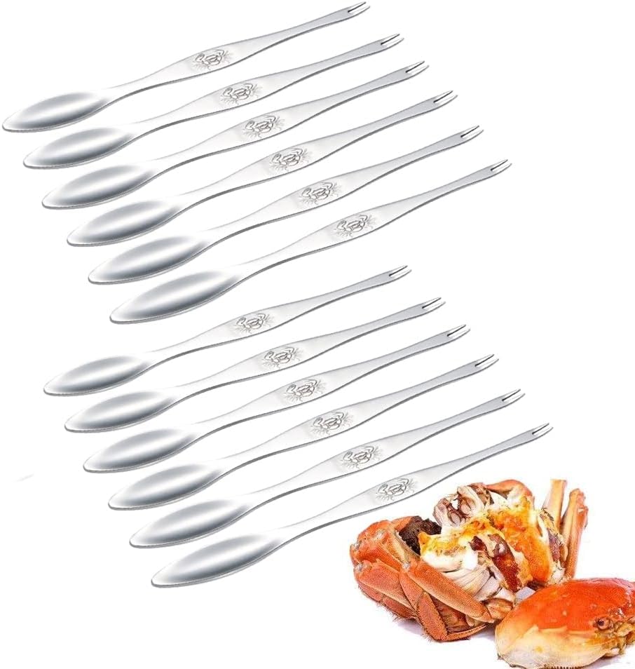 EQLEF Seafood Forks Picks, Tenedores para marisco Cangrejo y Langosta recogiendo Herramientas Paquete de Acero Inoxidable (12 Piezas)