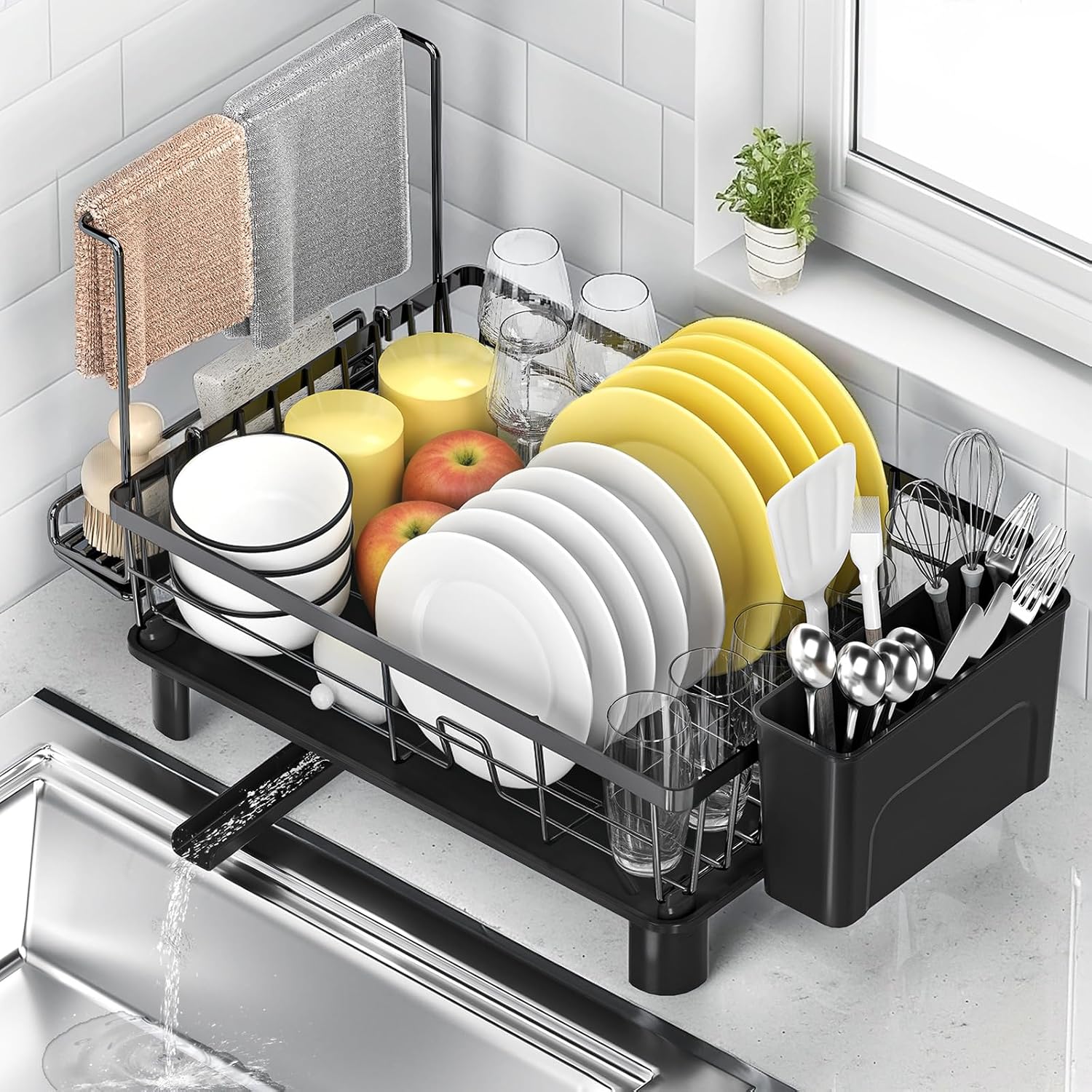 2 Niveles Escurridor de Platos, Estante de Escurreplatos Cocina Organizador