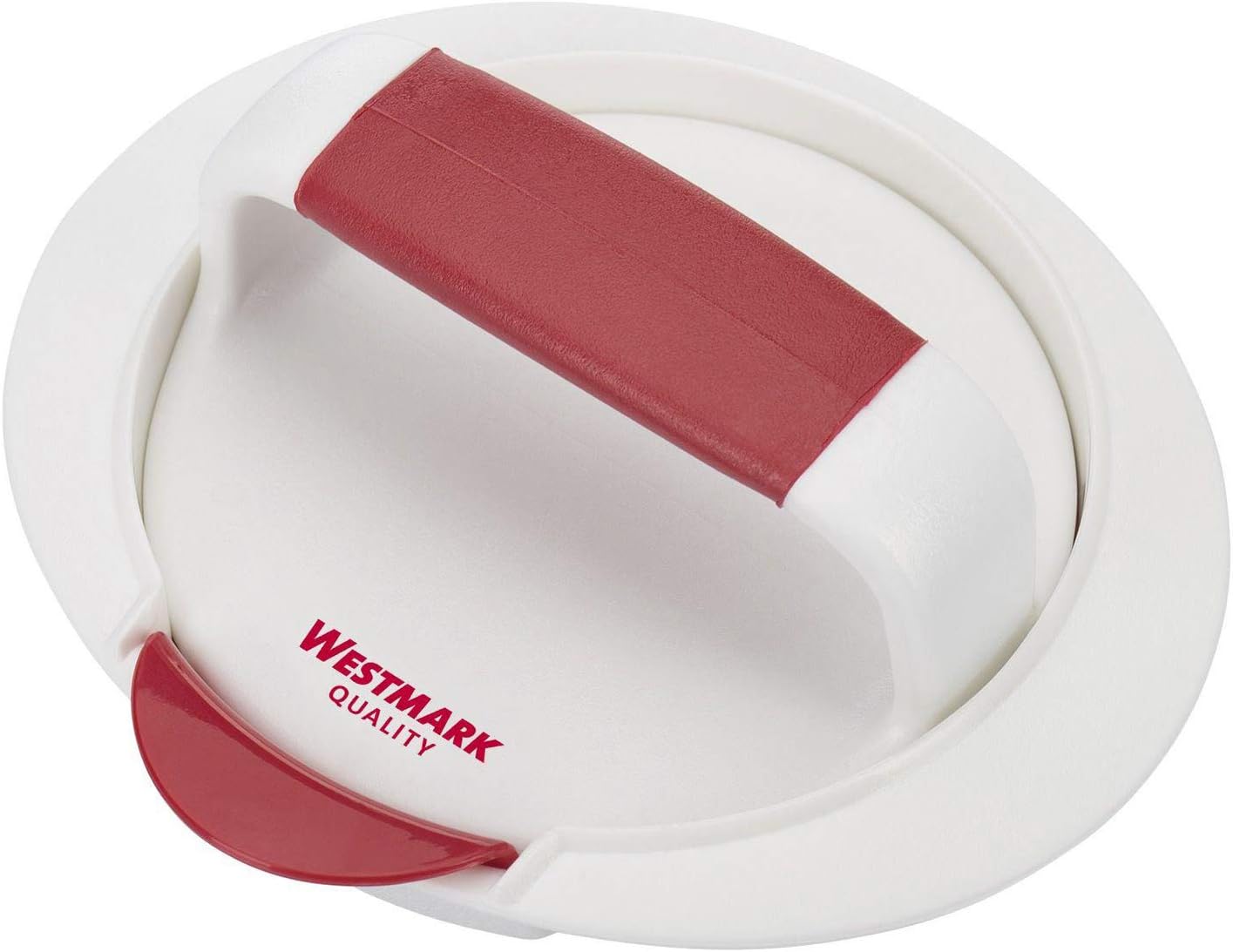 Westmark Prensa para hamburguesas con extractor, Hamburger-Presse, Diámetro interior 11,5 cm, Plástico, Blanco/rojo, 62332260