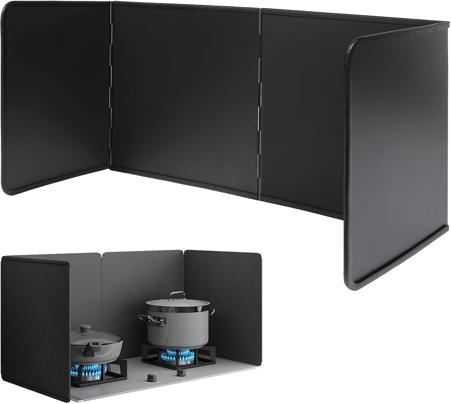 Protección contra Salpicaduras Plegable para Cocina, Plegable, protección contra Salpicaduras, protección contra Salpicaduras, Color Negro (40 cm)