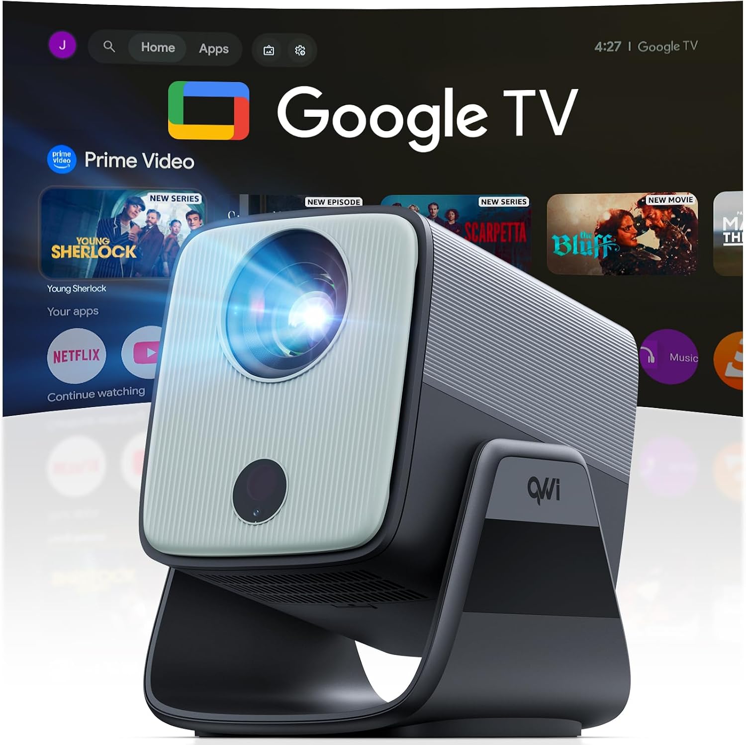 Proyector 1080P HDR10+, Memoria de 32 GB【Apps integradas】