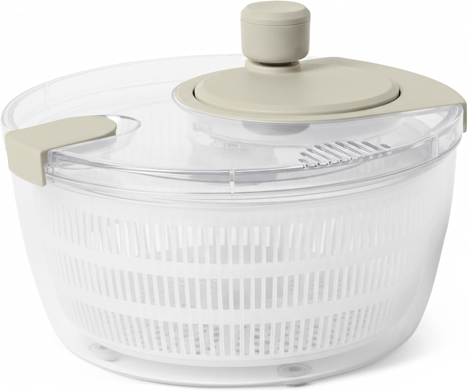 Amazon Basics Centrifugadora de Ensalada, Libre de BPA, 4L, Gris Lino