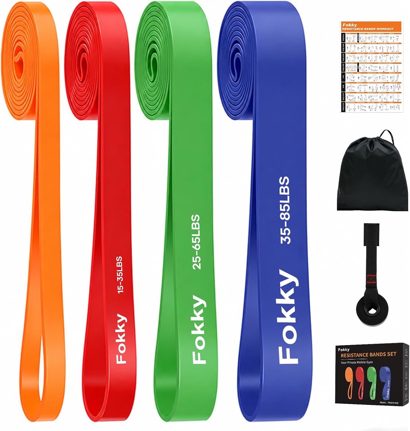 Fokky Gomas Elasticas Musculacion[Set of 4] con Anclaje de Puerta