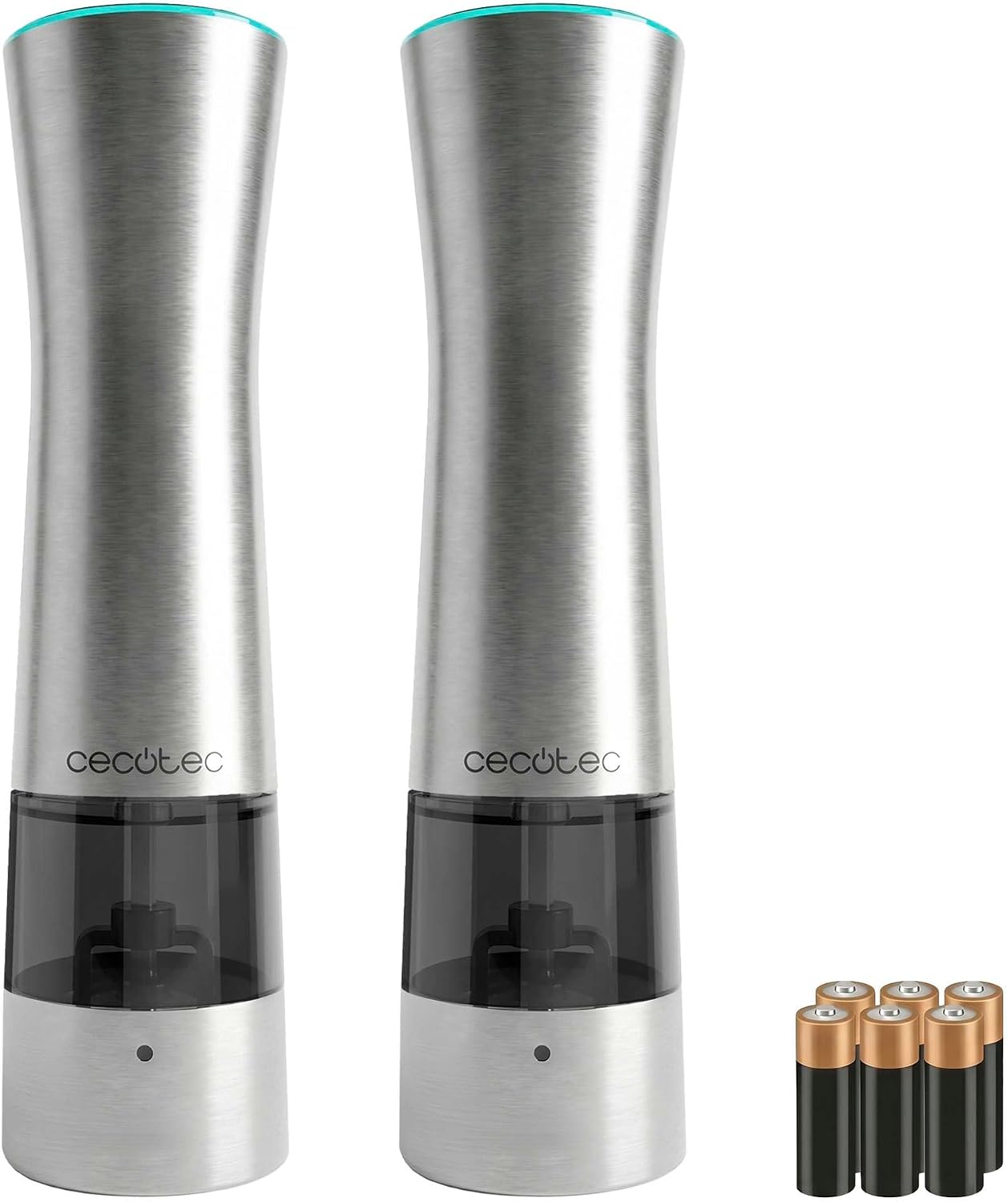Cecotec Molinillo de Especias Eléctrico InstantMill Gravity. Cuerpo de Acero Inoxidable con función gravity, Amoladora Cerámica, Molienda Ajustable, Ventanas de acrílico, Luz LED incorporada
