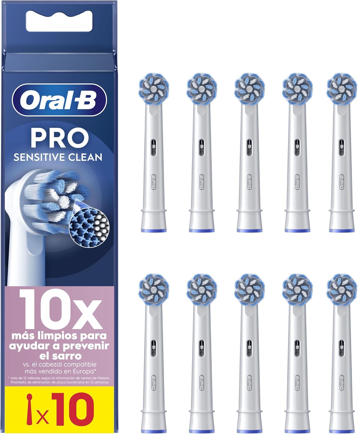 Oral-B Sensitive Clean Cabezales de Recambio Originales, Blanco, Pack de 12