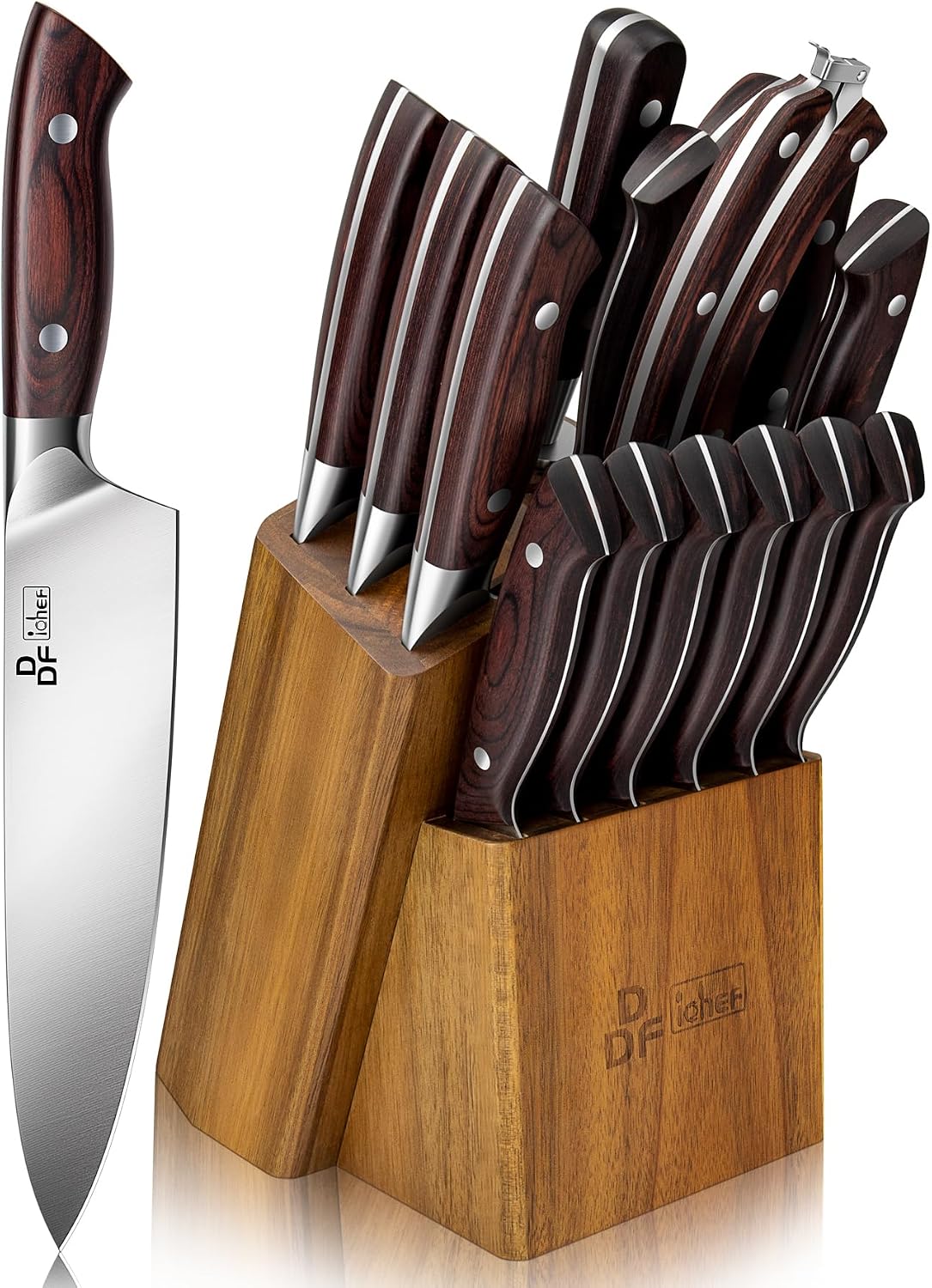 DDF iohEF Juego de Cuchillos Profesionales - Set 3 Piezas Con Santoku, Chef y Pelador