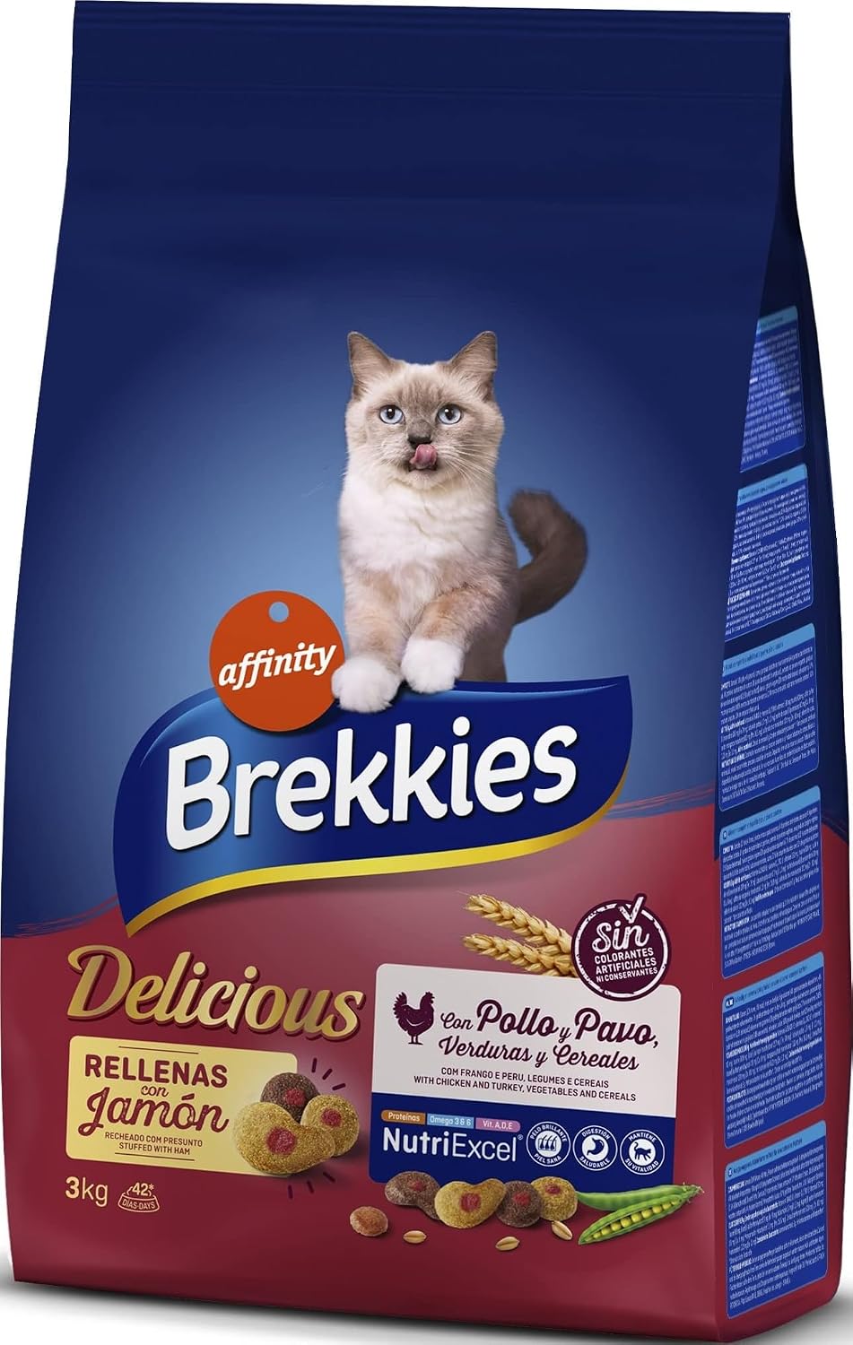Brekkies Pienso para Gatos Delicious con una Selección de Aves y Verduras - 3000 gr