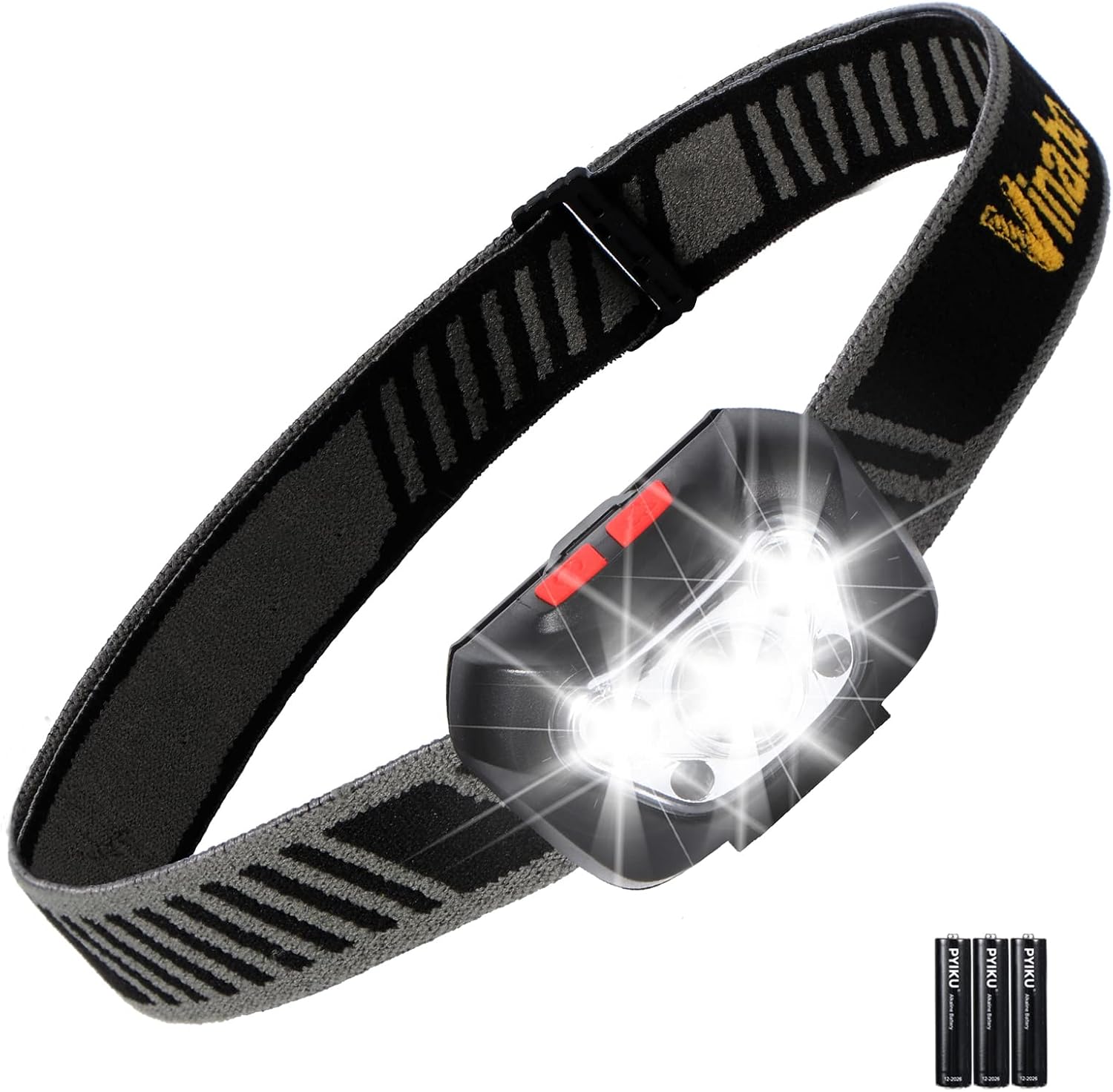 Vinabo Linterna Frontal,ultra Potente de 6 Modos, 500 LM, Linterna LED Ajustable en 30°, para Lectura, Ciclismo, Correr, 3 Pilas AAA Incluidas