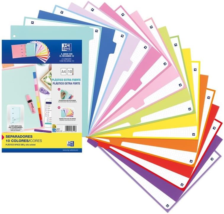 Oxford Strongline, Separadores Archivador 4 anillas A4, 10 Posiciones