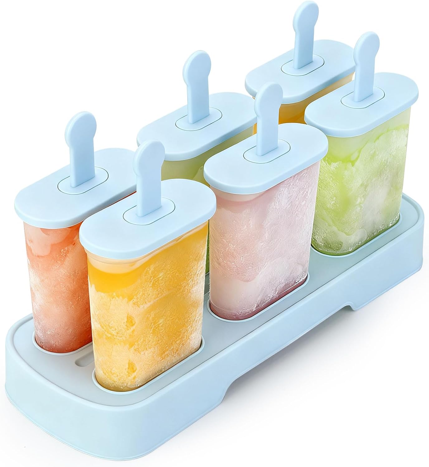 Moldes Helados Sin BPA, 6 Cavidades Molde Helados Silicona con Palo