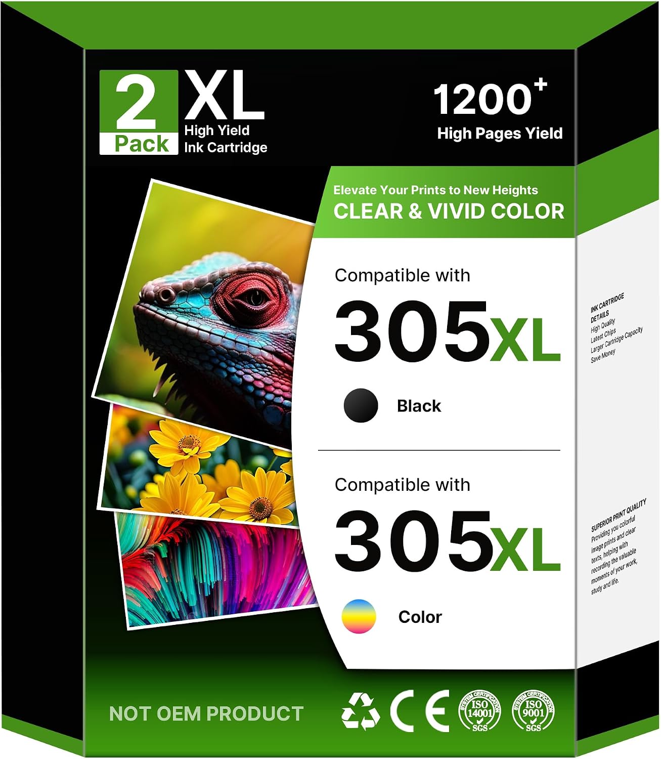 NewLift Tinta 305 305XL Compatibles con HP Cartuchos 305 XL Negro Y Color para HP Deskjet 2820e 2810e 2720e 2722e 2710e 4220e 2720 para Envy 6000 6020 6010e 6020e 6032e 6010 (2 Unidades Negro,Color)