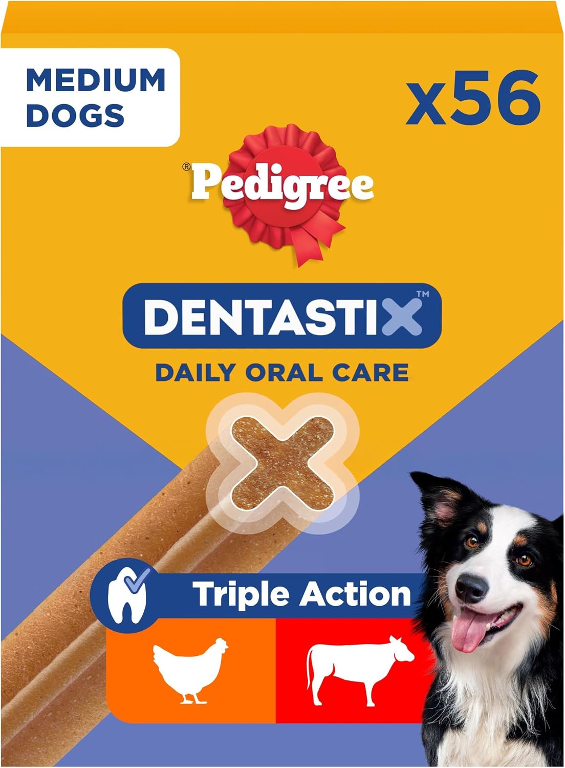 Pedigree Dentastix Snack Dental para la Higiene Oral de Perros Medianos (1 Pack de 56ud)